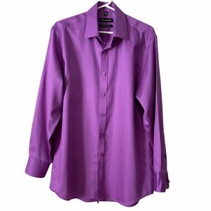 Bellissimo Men’s Wrinkle Free Purple Shirt, 15 1/2